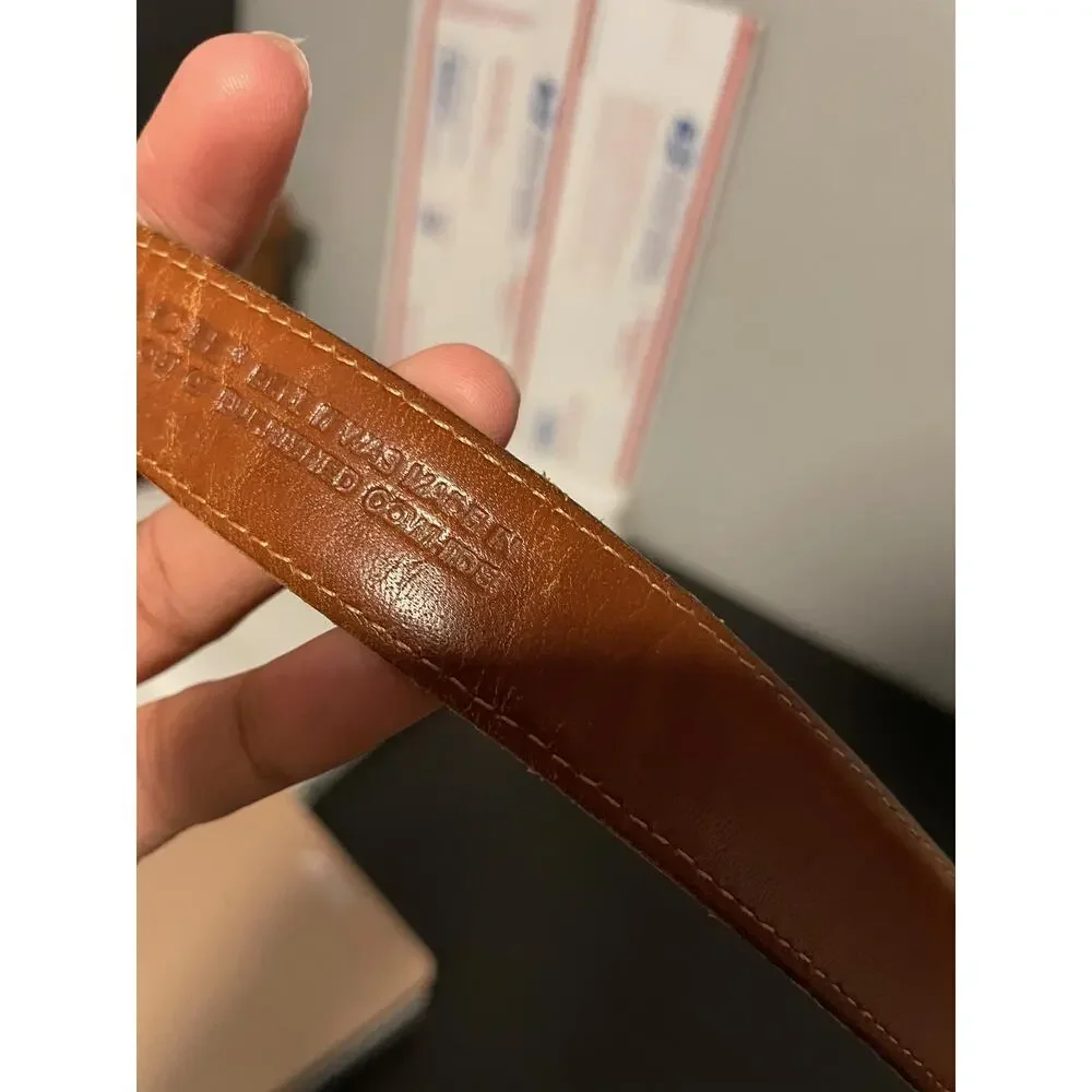 Coach Mens Belt Size 36 Brown Leather Glove Tanned Solid Brass Buckle Casual
